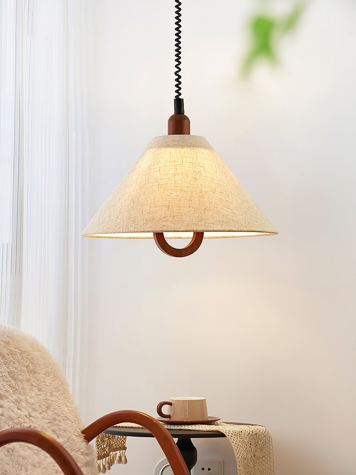 Suspension Lucerne en bois et tissu – vue 6
