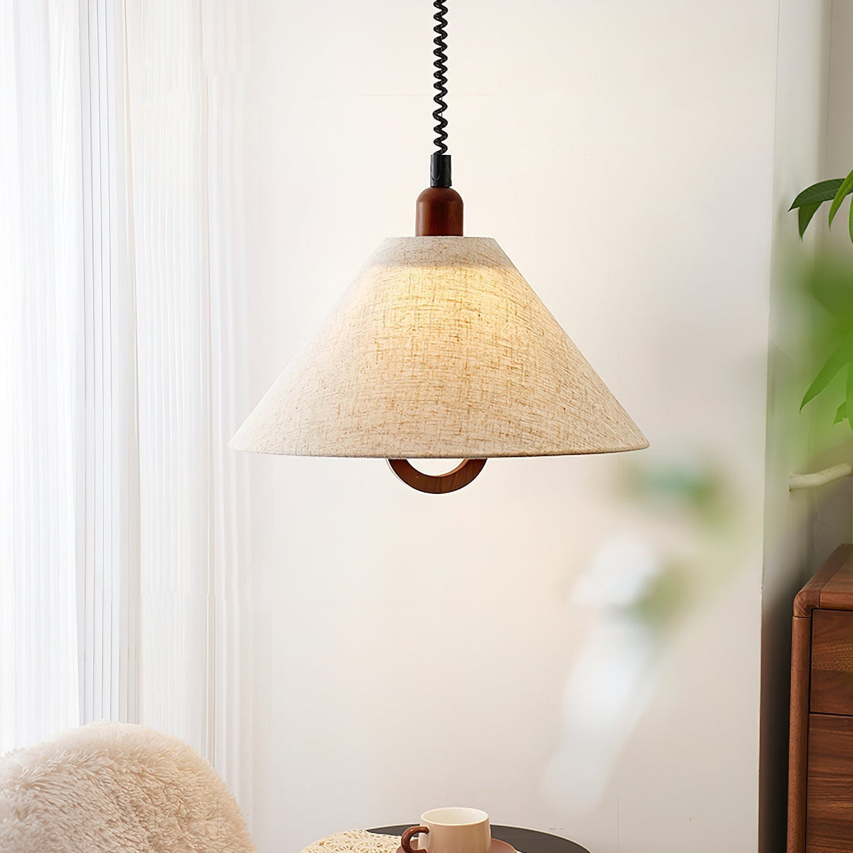 Suspension Lucerne en bois et tissu – vue 8