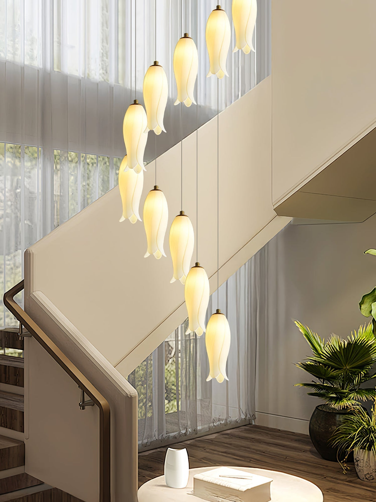 Lustre Gabrielle en albâtre et laiton – vue 53