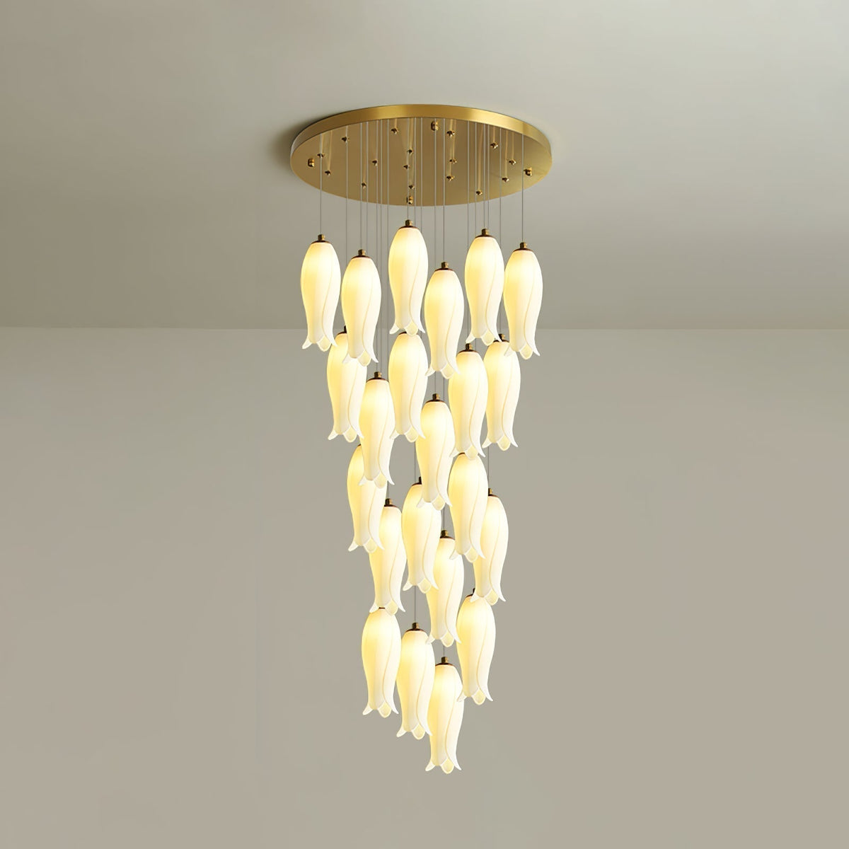 Lustre Gabrielle en albâtre et laiton – vue 3