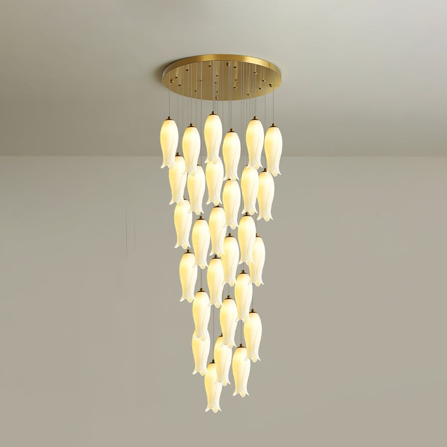 Lustre Gabrielle en albâtre et laiton – vue 5