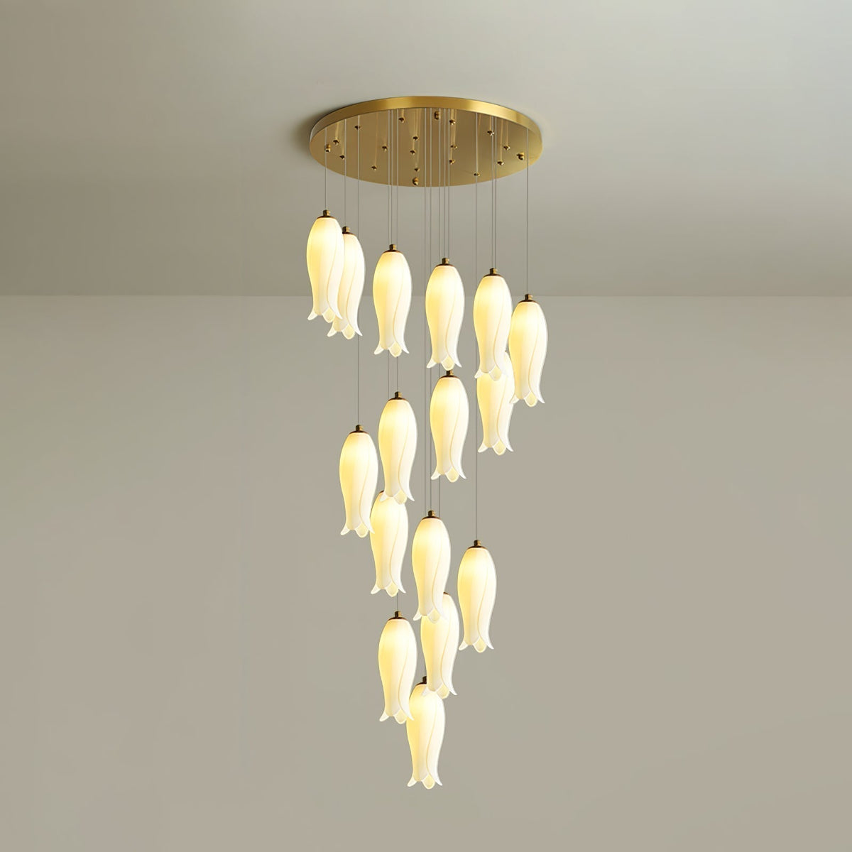 Lustre Gabrielle en albâtre et laiton – vue 10