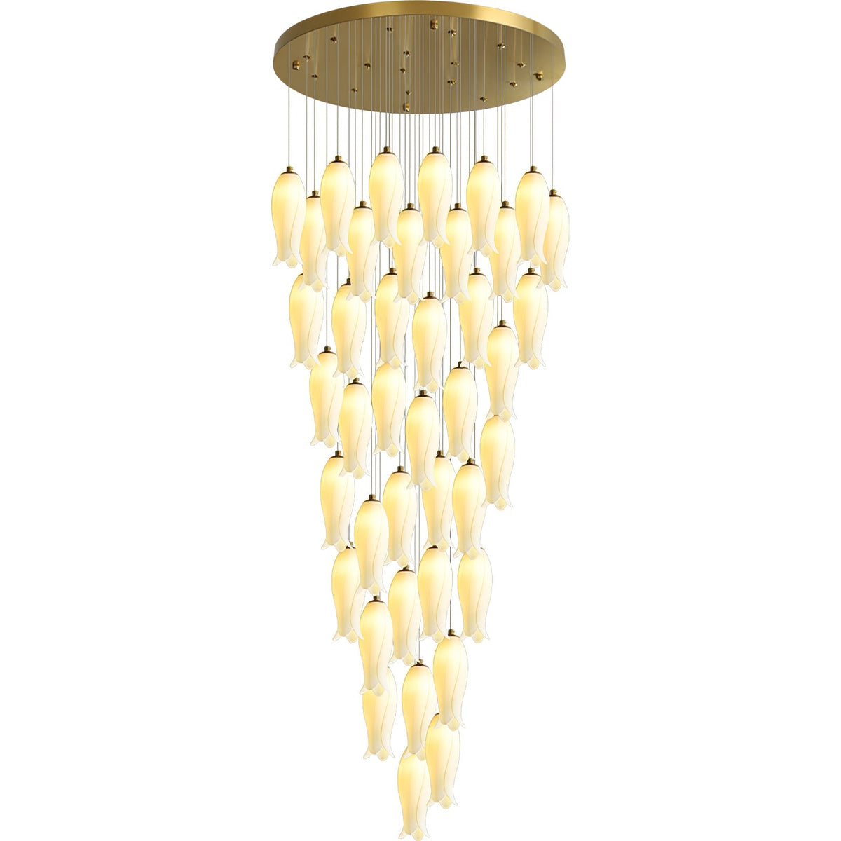 Lustre Gabrielle en albâtre et laiton – vue 18