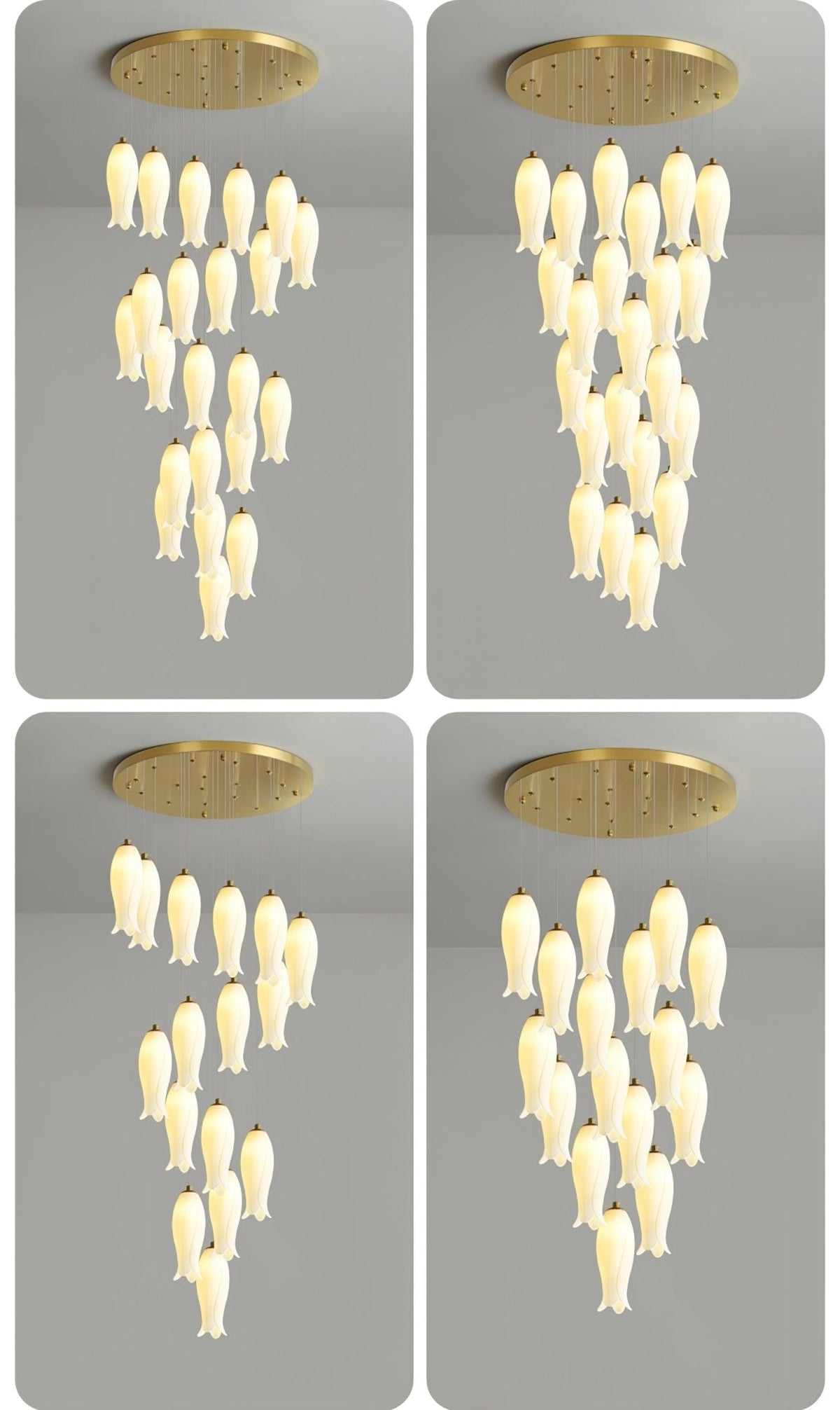 Lustre Gabrielle en albâtre et laiton – vue 27