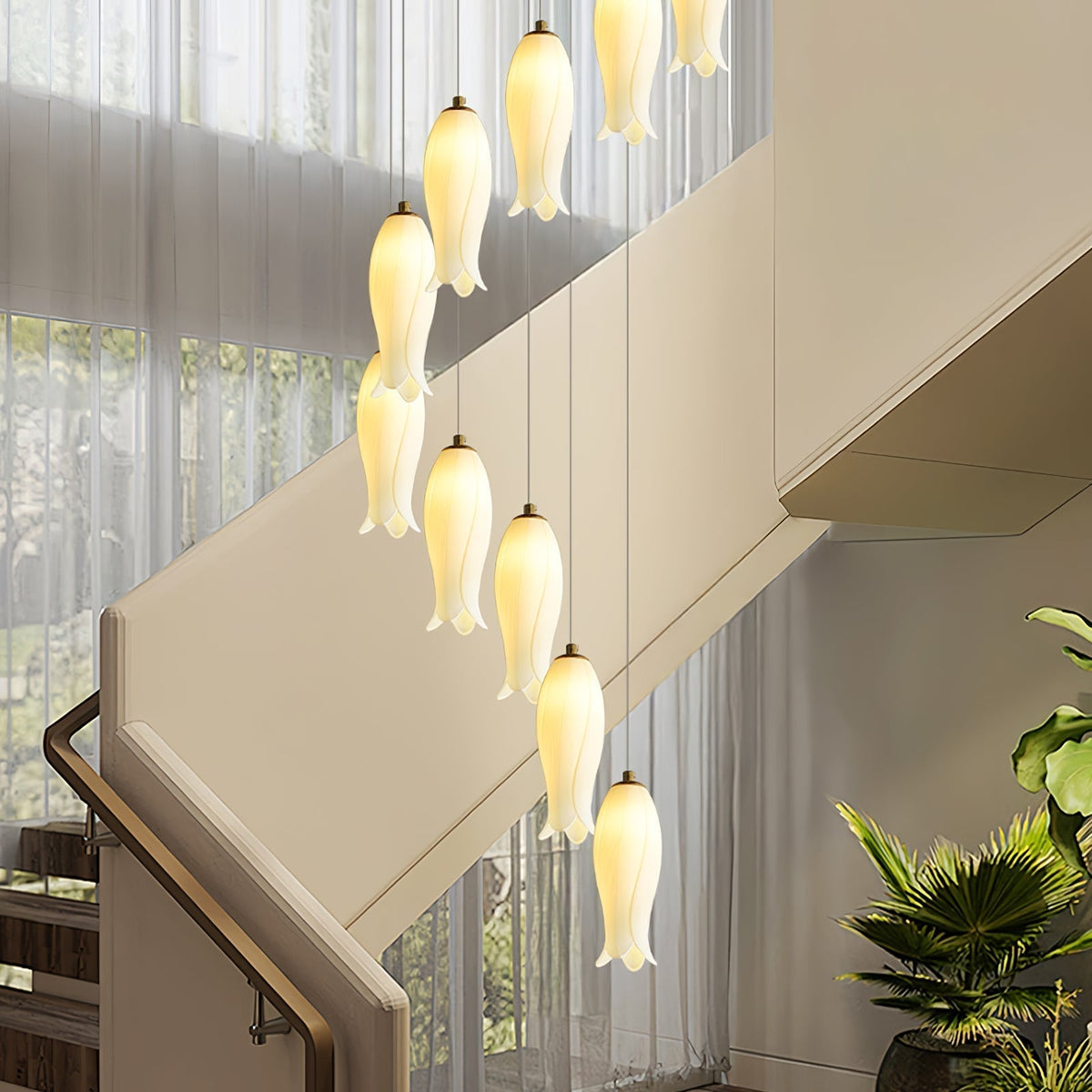 Lustre Gabrielle en albâtre et laiton – vue 48