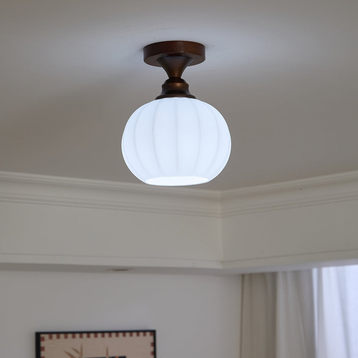 Plafonnier Vésuve en verre et métal – vue 9