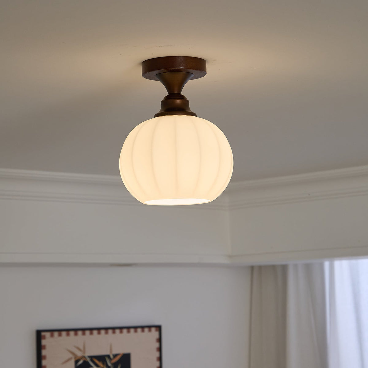 Plafonnier Vésuve en verre et métal – vue 16