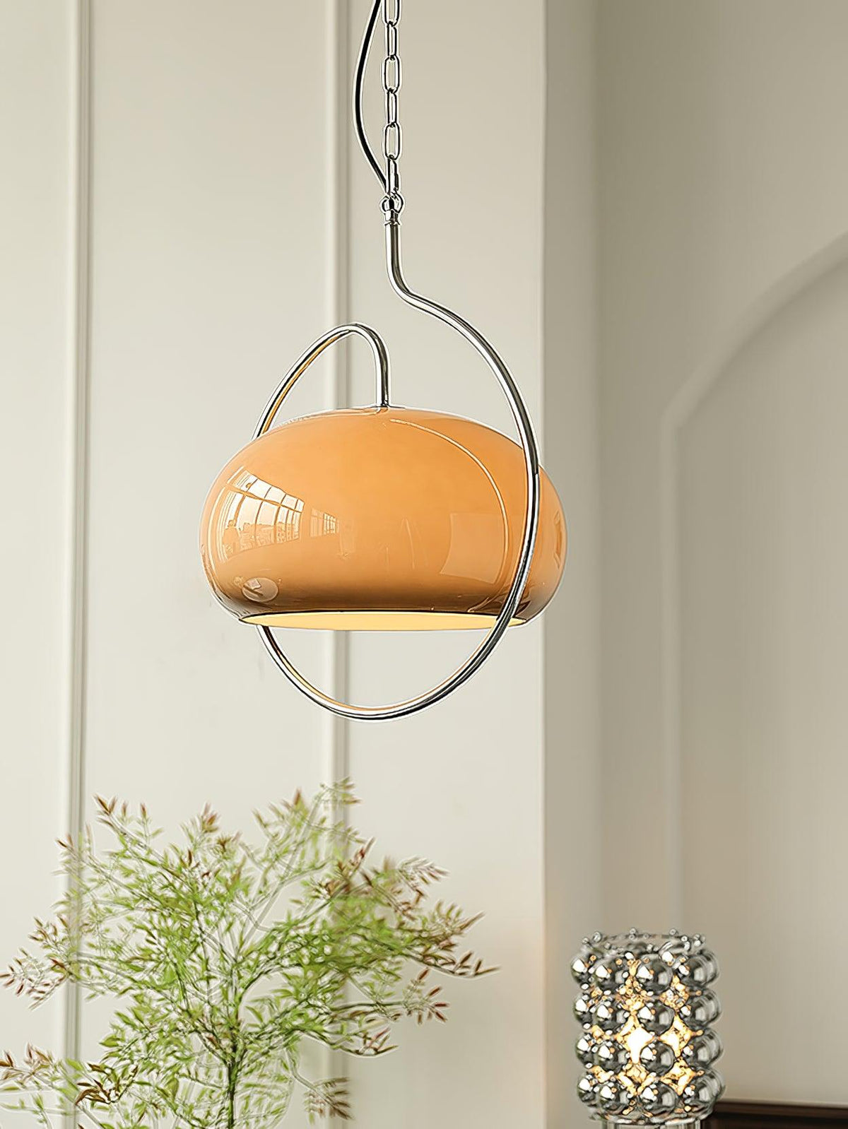 Suspension Pervenche en verre et fer – vue 2