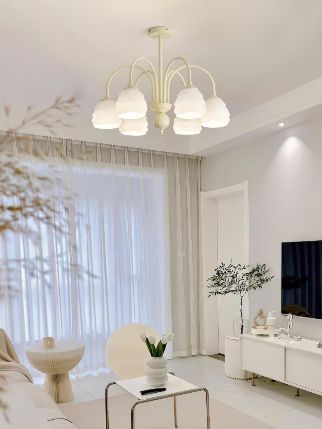 Lustre Lampion en verre et métal – vue 9