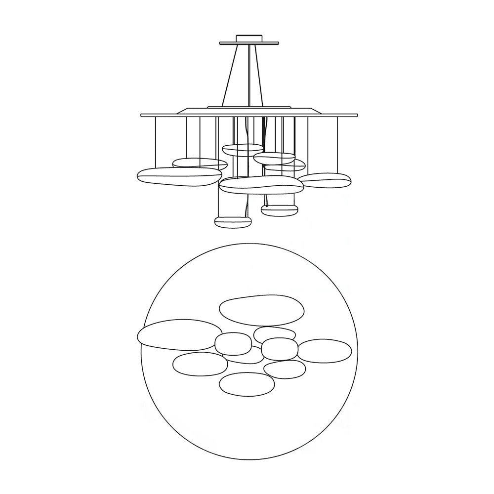 Lustre Andromède en aluminium et verre – vue 53