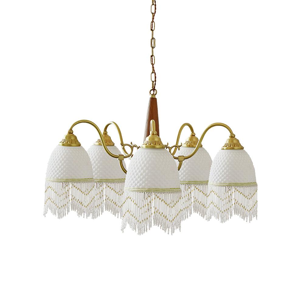 Lustre Dauphin en verre et bois – vue 18