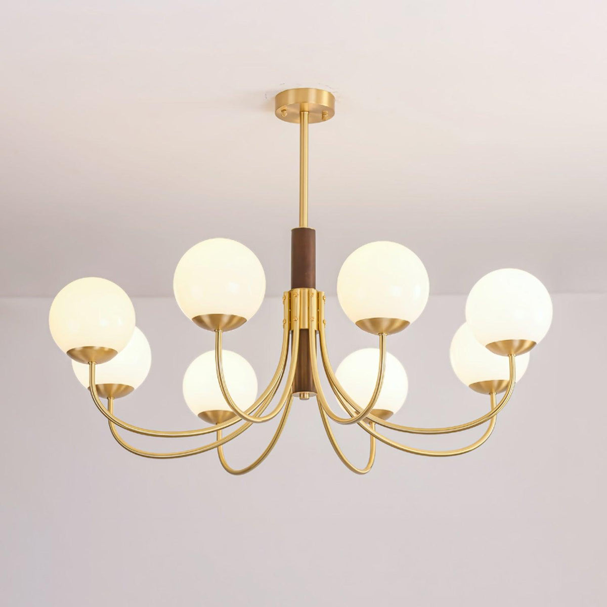 Lustre Chardon en noyer et laiton – vue 24