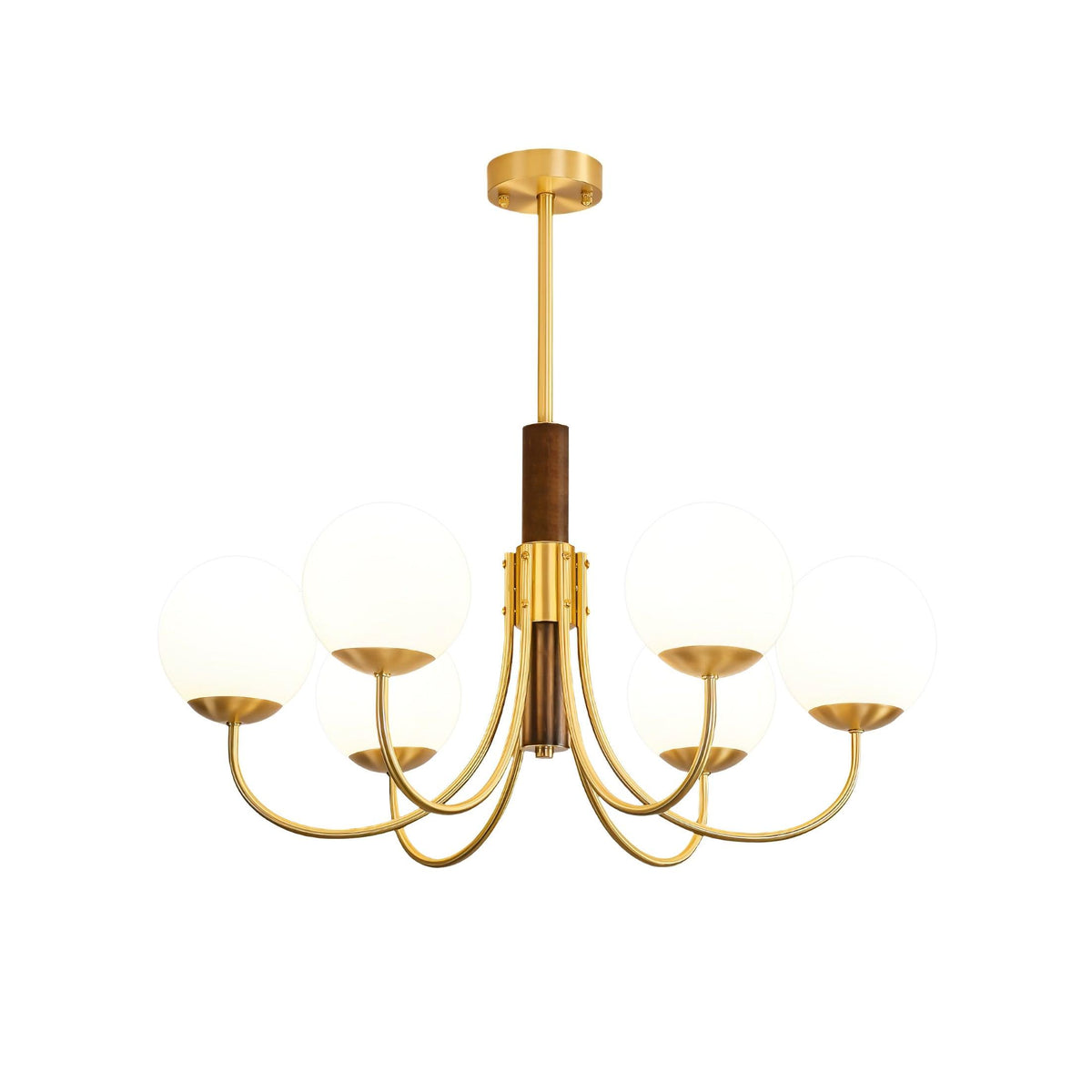 Lustre Chardon en noyer et laiton – vue 2