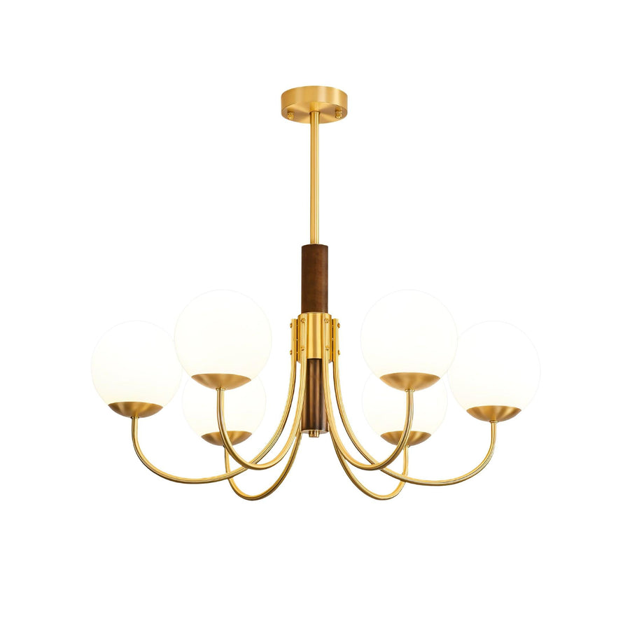 Lustre Chardon en noyer et laiton – vue 2