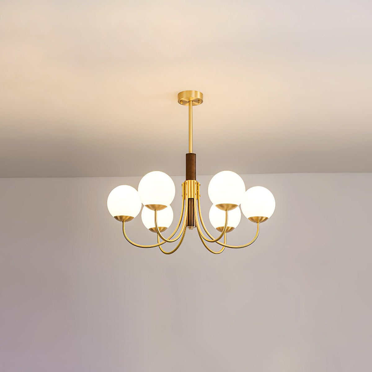 Lustre Chardon en noyer et laiton – vue 19
