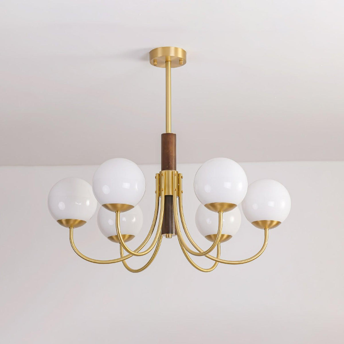 Lustre Chardon en noyer et laiton – vue 17