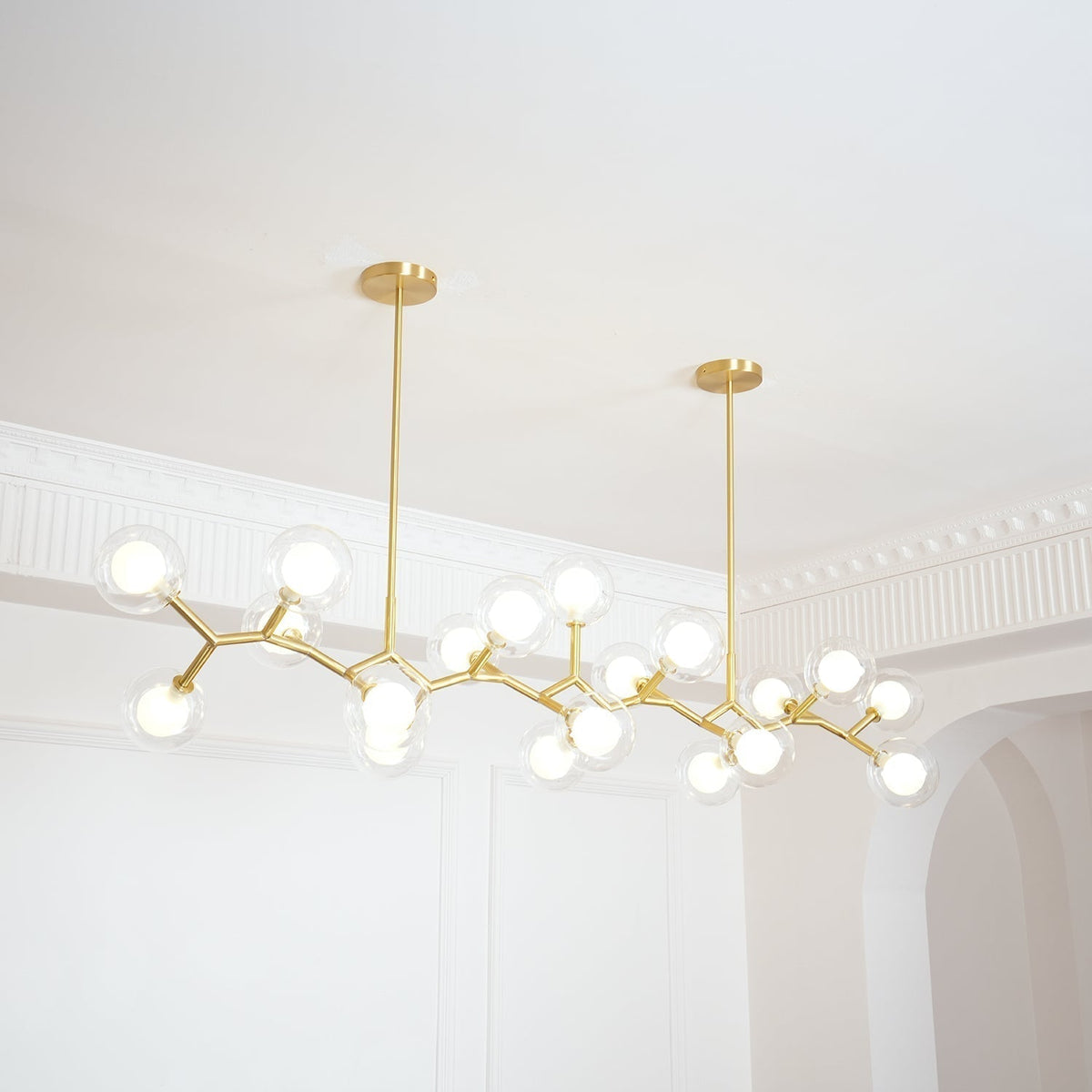 Lustre Caroline en laiton et verre – vue 22