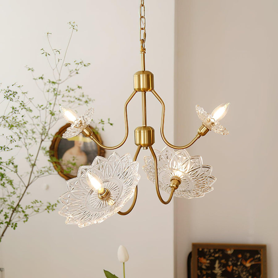 Lustre Deauville en verre et laiton – vue 4