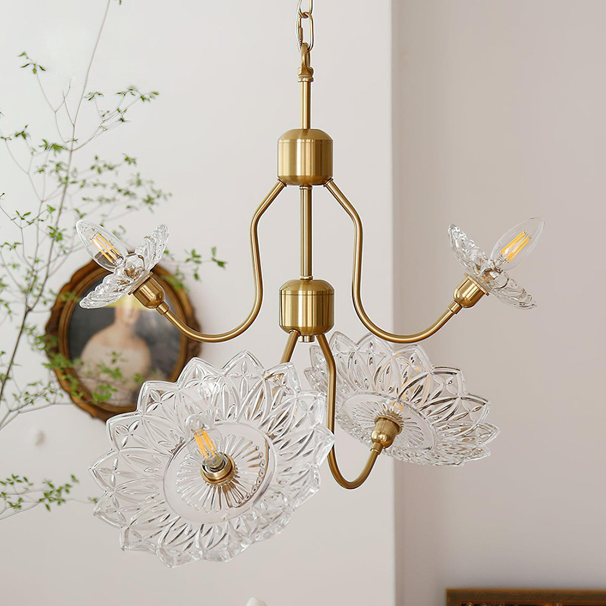 Lustre Deauville en verre et laiton – vue 23