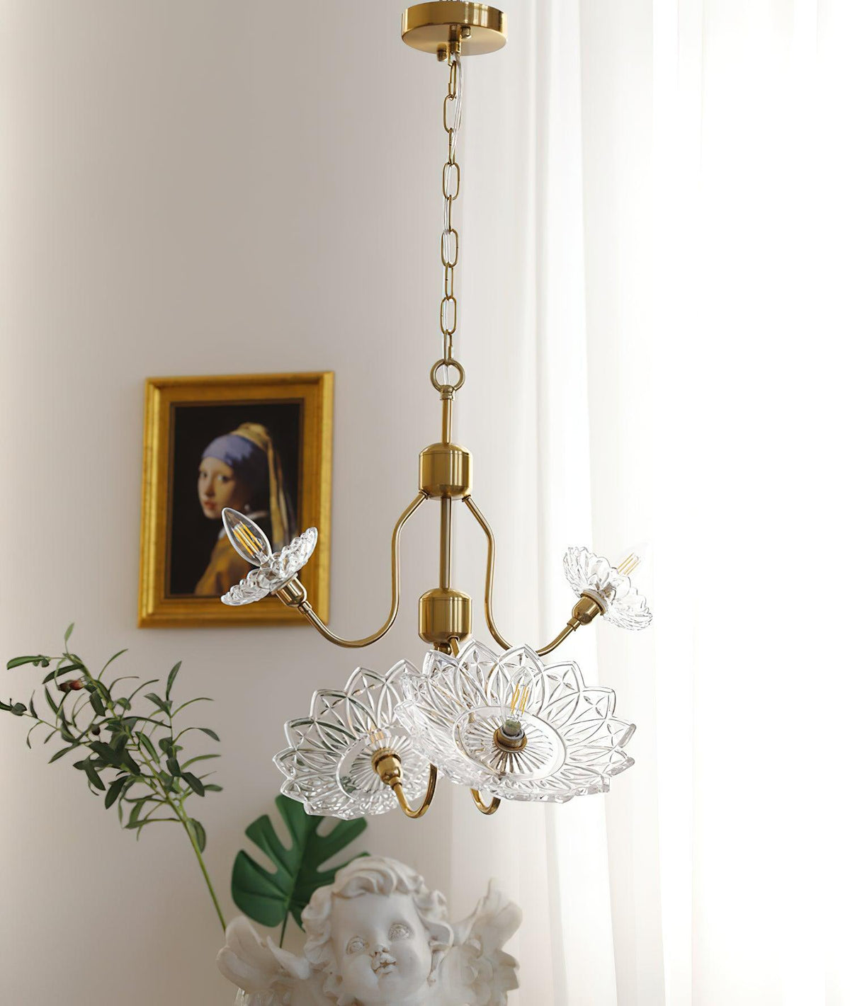 Lustre Deauville en verre et laiton – vue 25