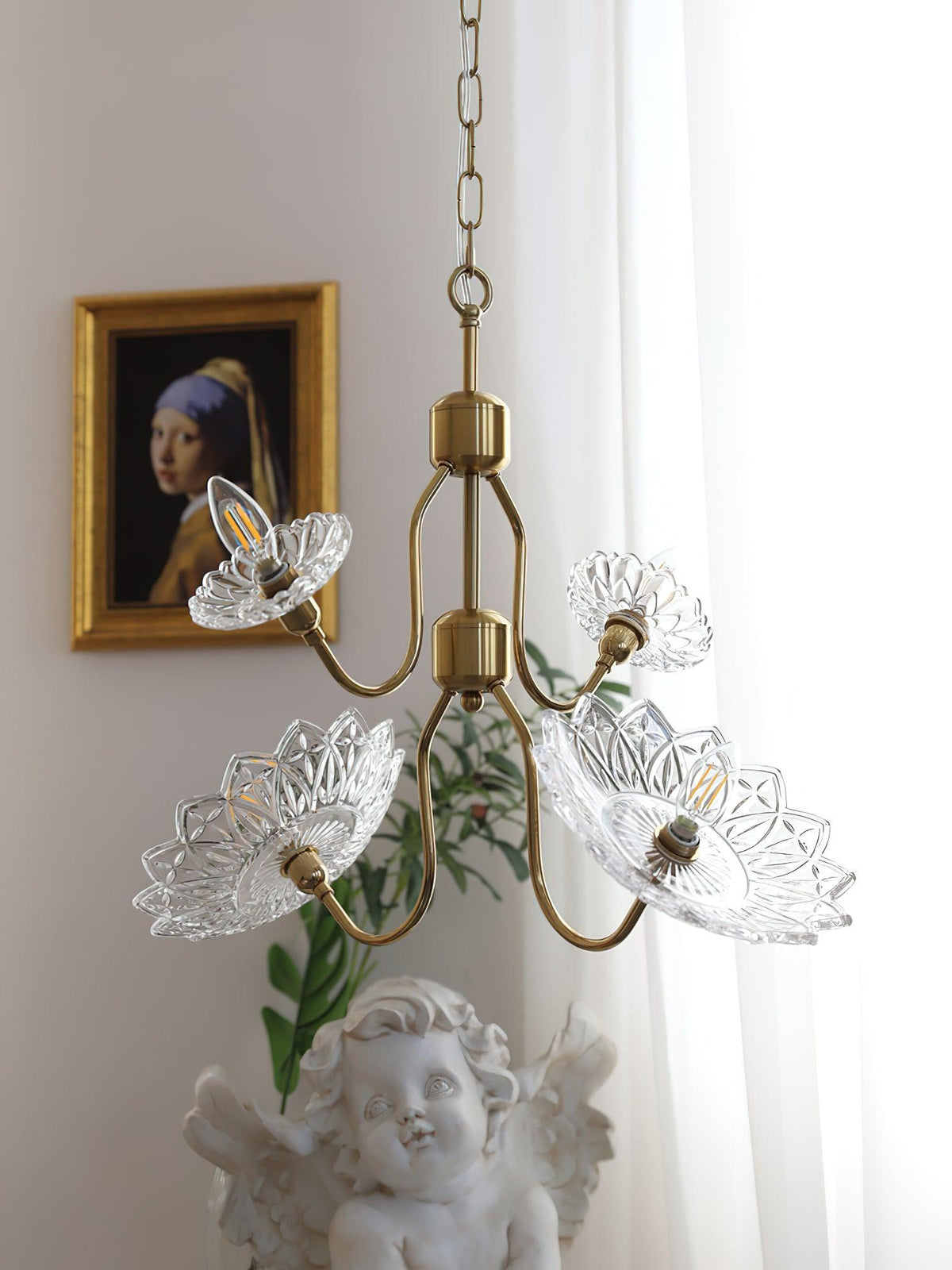 Lustre Deauville en verre et laiton – vue 26