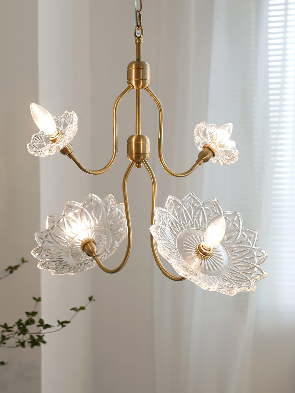 Lustre Deauville en verre et laiton – vue 29
