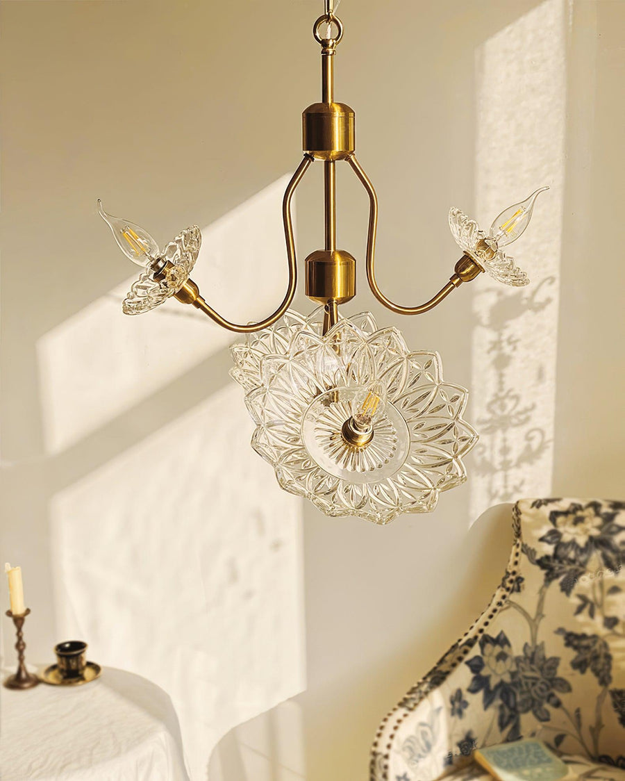 Lustre Deauville en verre et laiton – vue 3