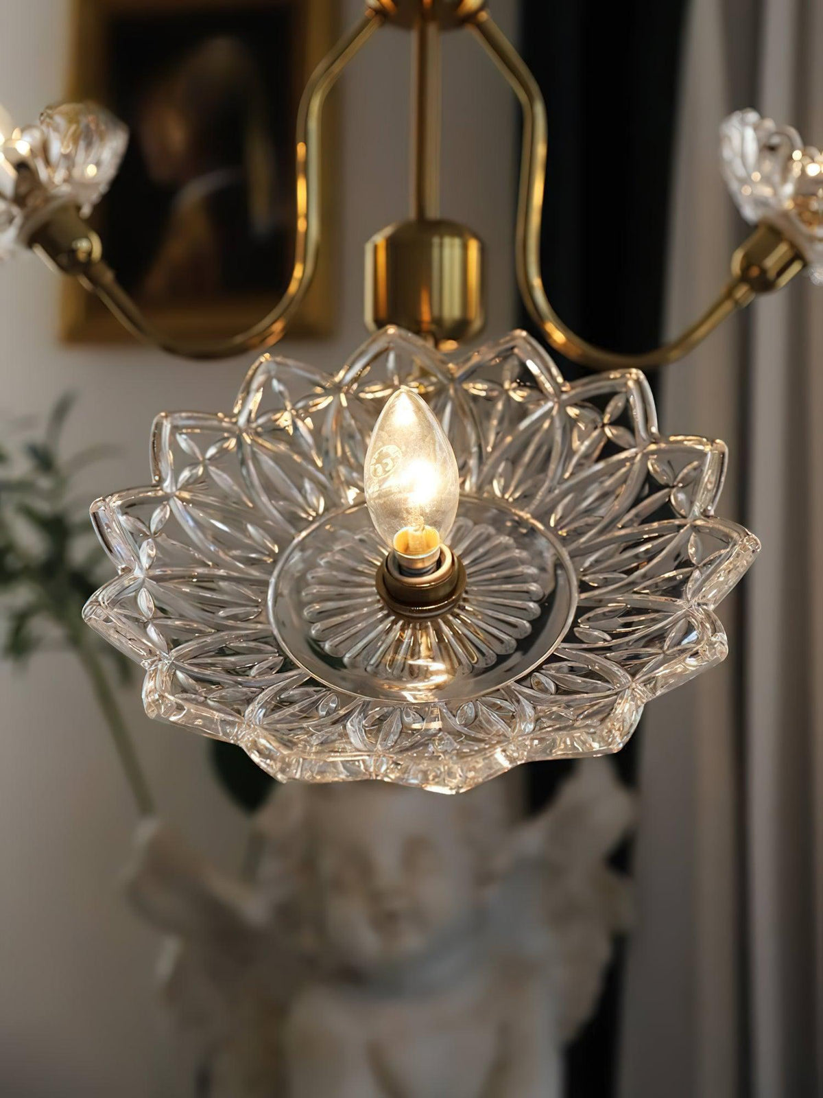 Lustre Deauville en verre et laiton – vue 10