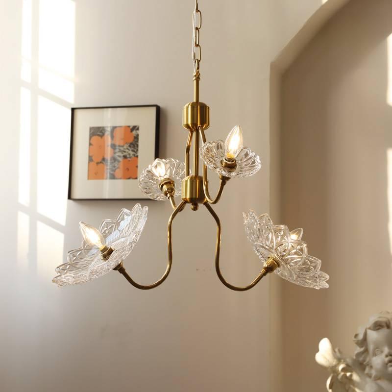 Lustre Deauville en verre et laiton – vue 15
