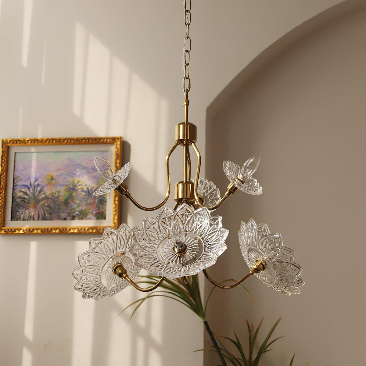 Lustre Deauville en verre et laiton – vue 21