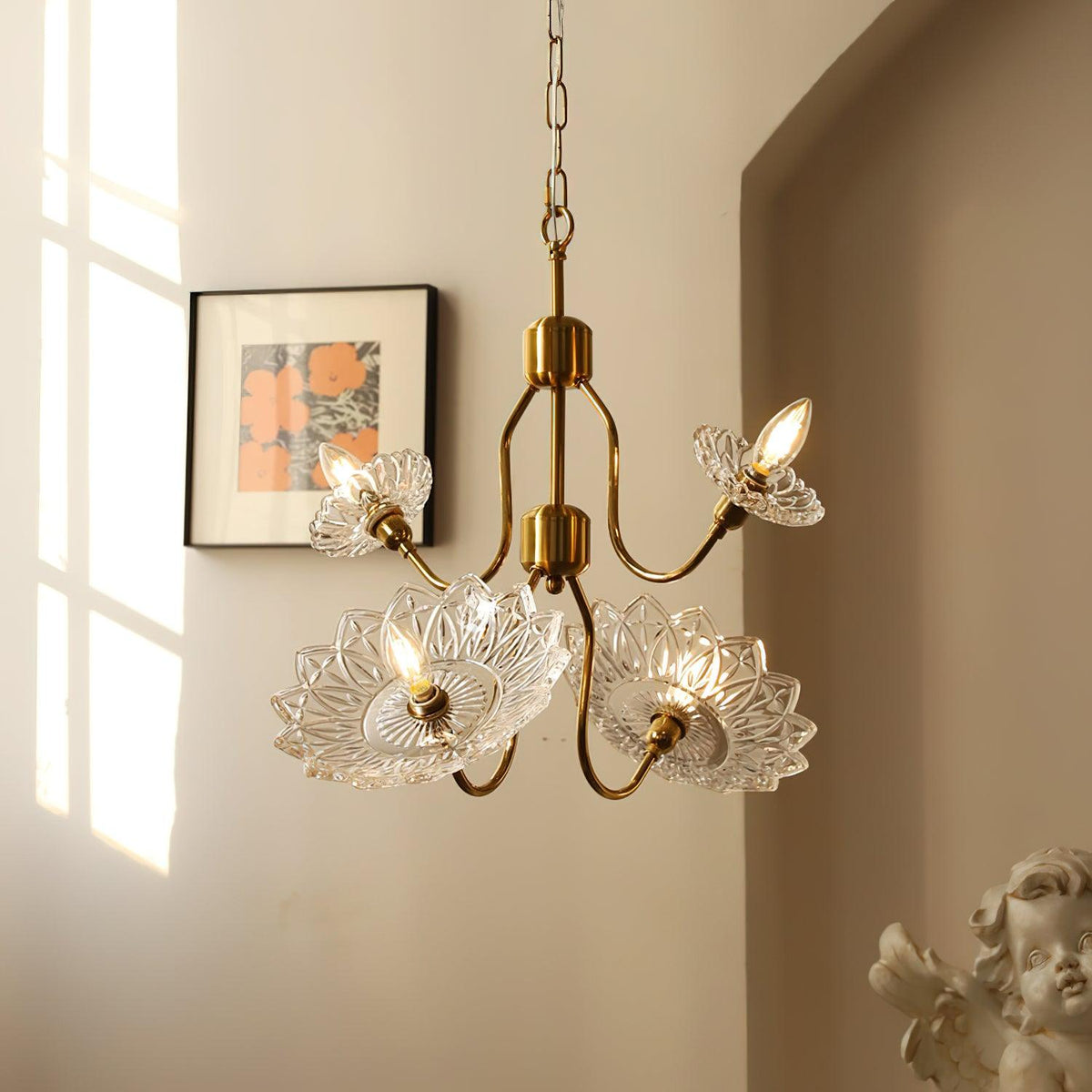Lustre Deauville en verre et laiton – vue 16