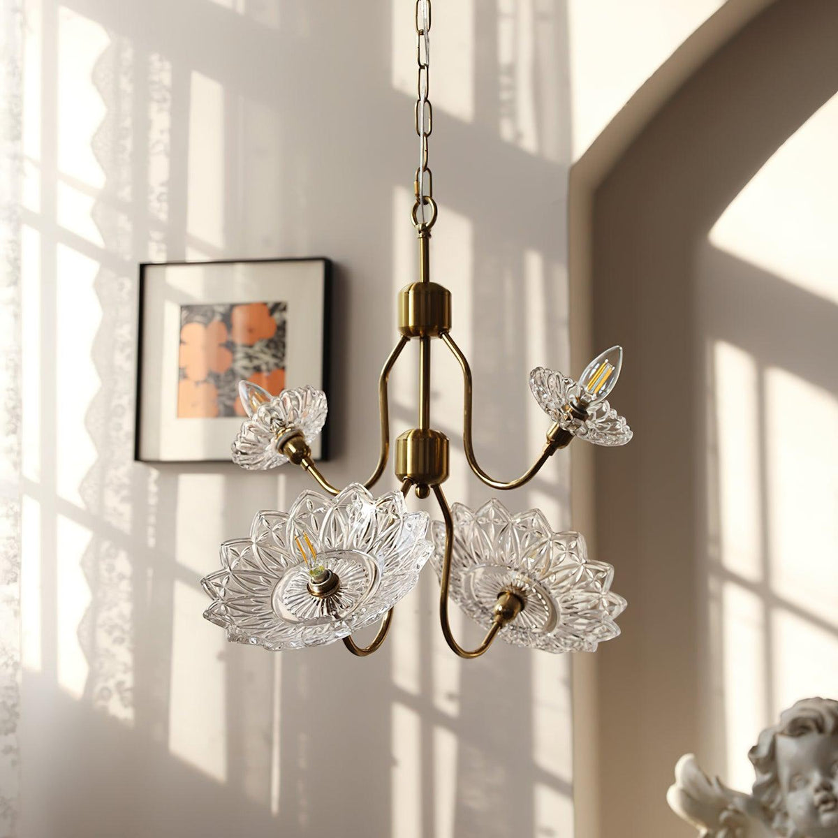 Lustre Deauville en verre et laiton – vue 22
