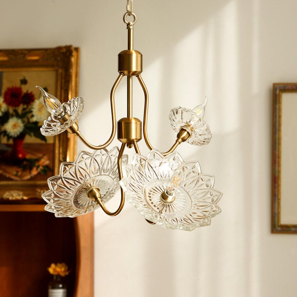 Lustre Deauville en verre et laiton – vue 20