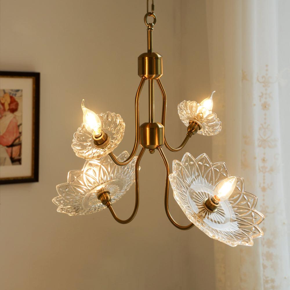 Lustre Deauville en verre et laiton – vue 24