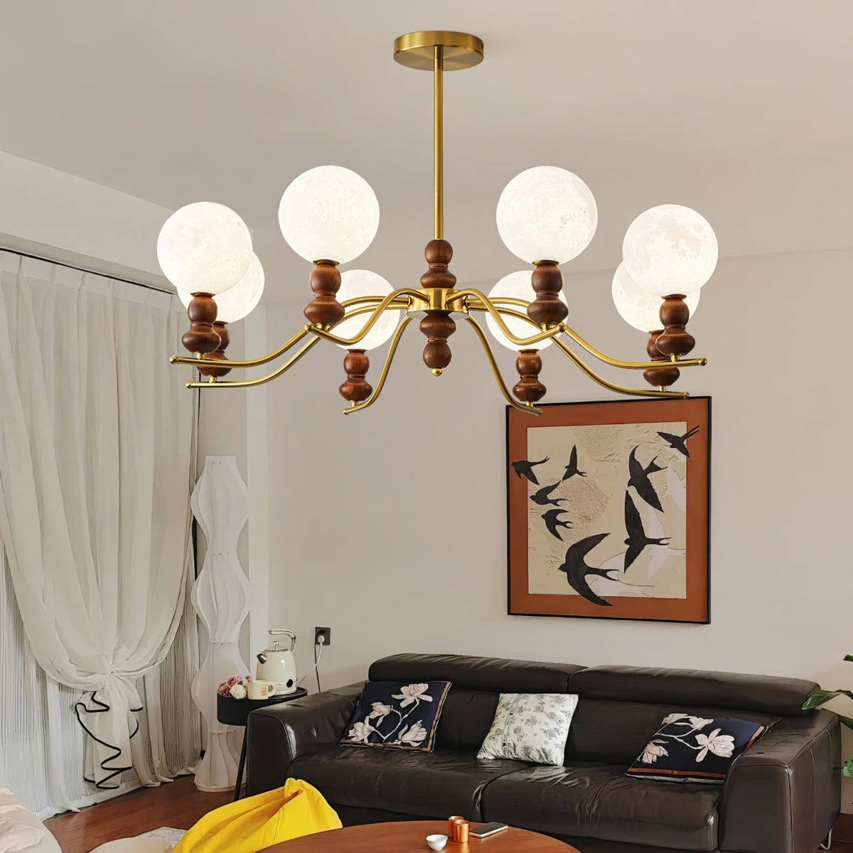 Lustre Babette en bois et laiton – vue 24