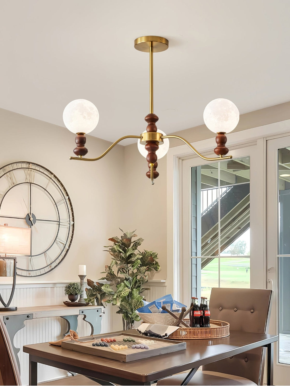 Lustre Babette en bois et laiton – vue 17