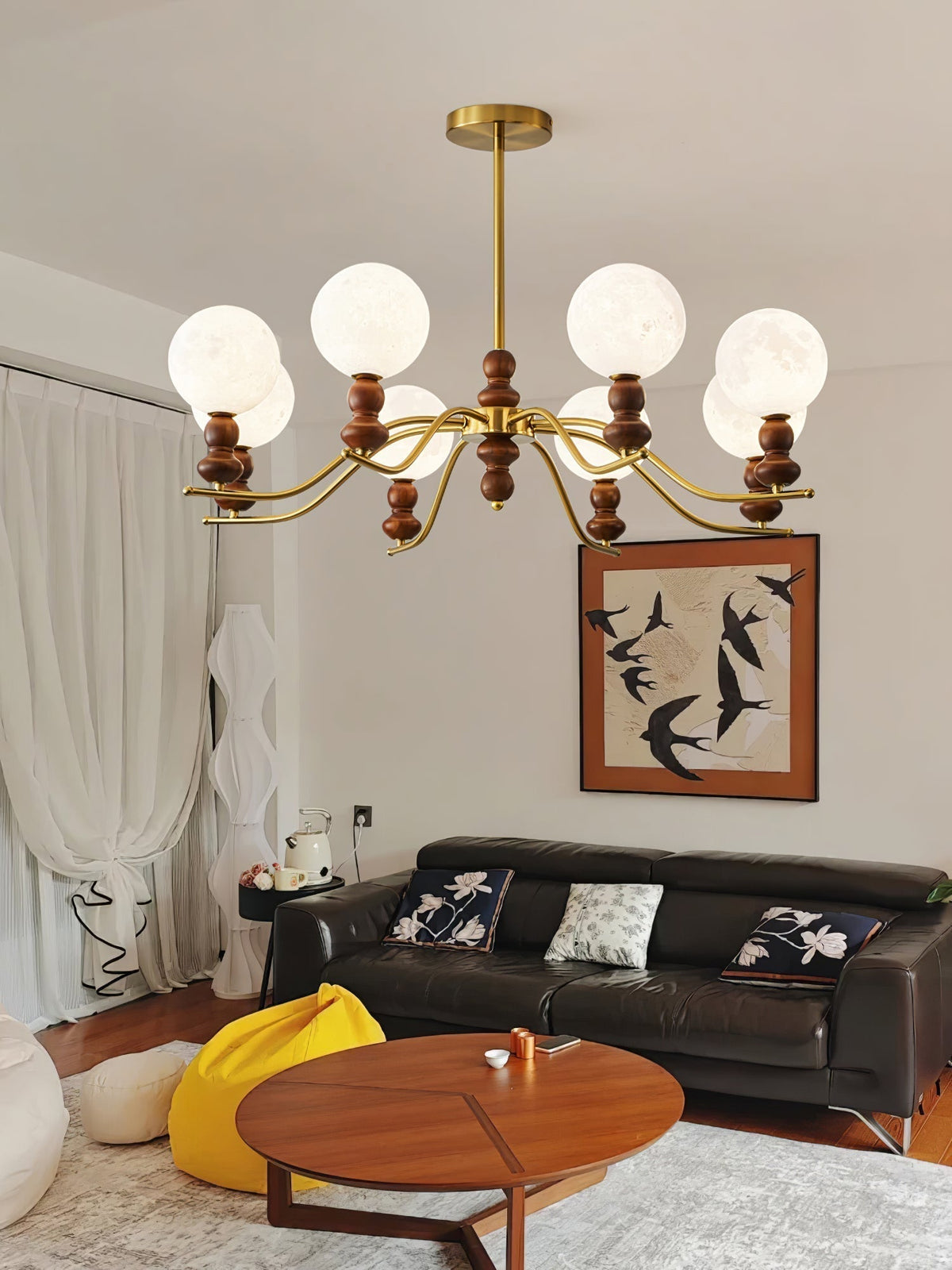 Lustre Babette en bois et laiton – vue 16