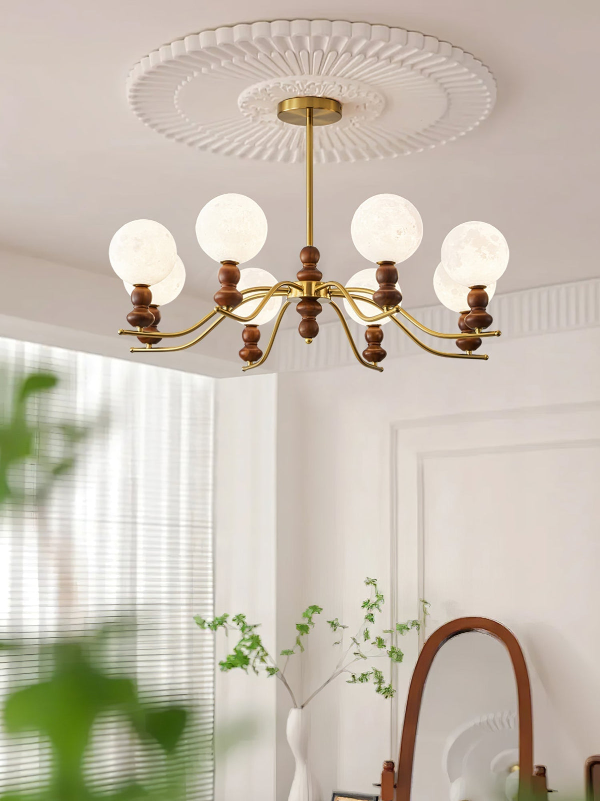 Lustre Babette en bois et laiton – vue 21