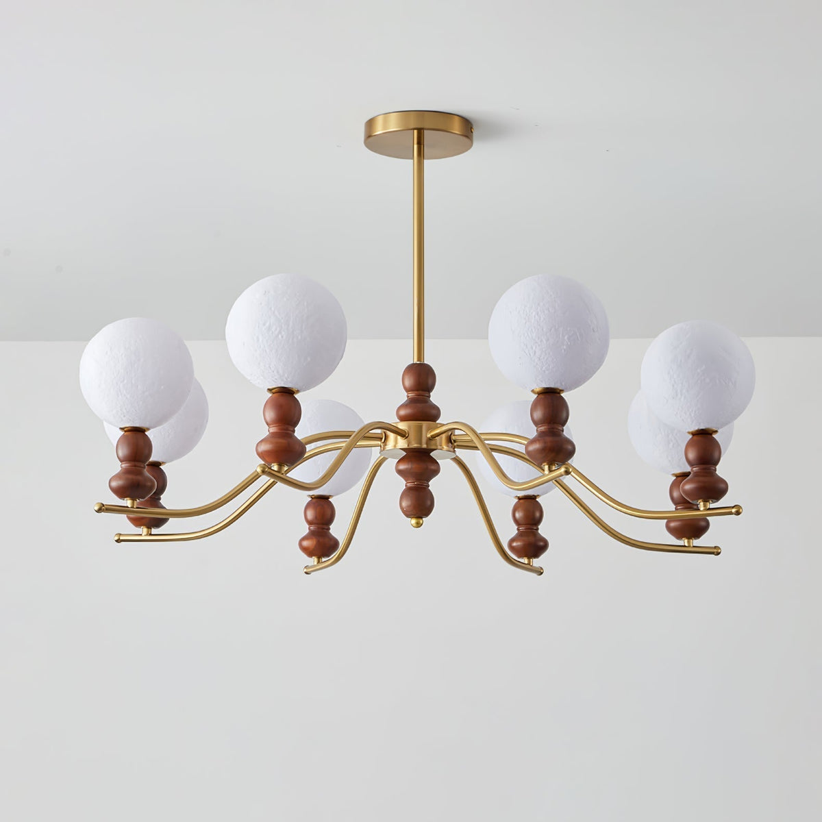 Lustre Babette en bois et laiton – vue 5