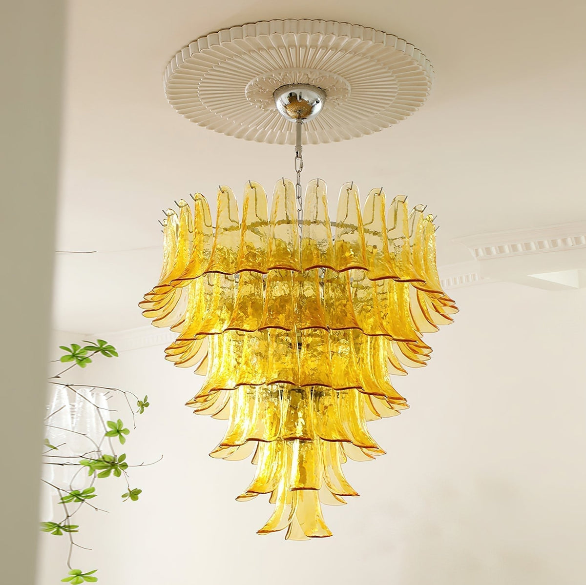 Lustre Colombe en verre et métal – vue 6