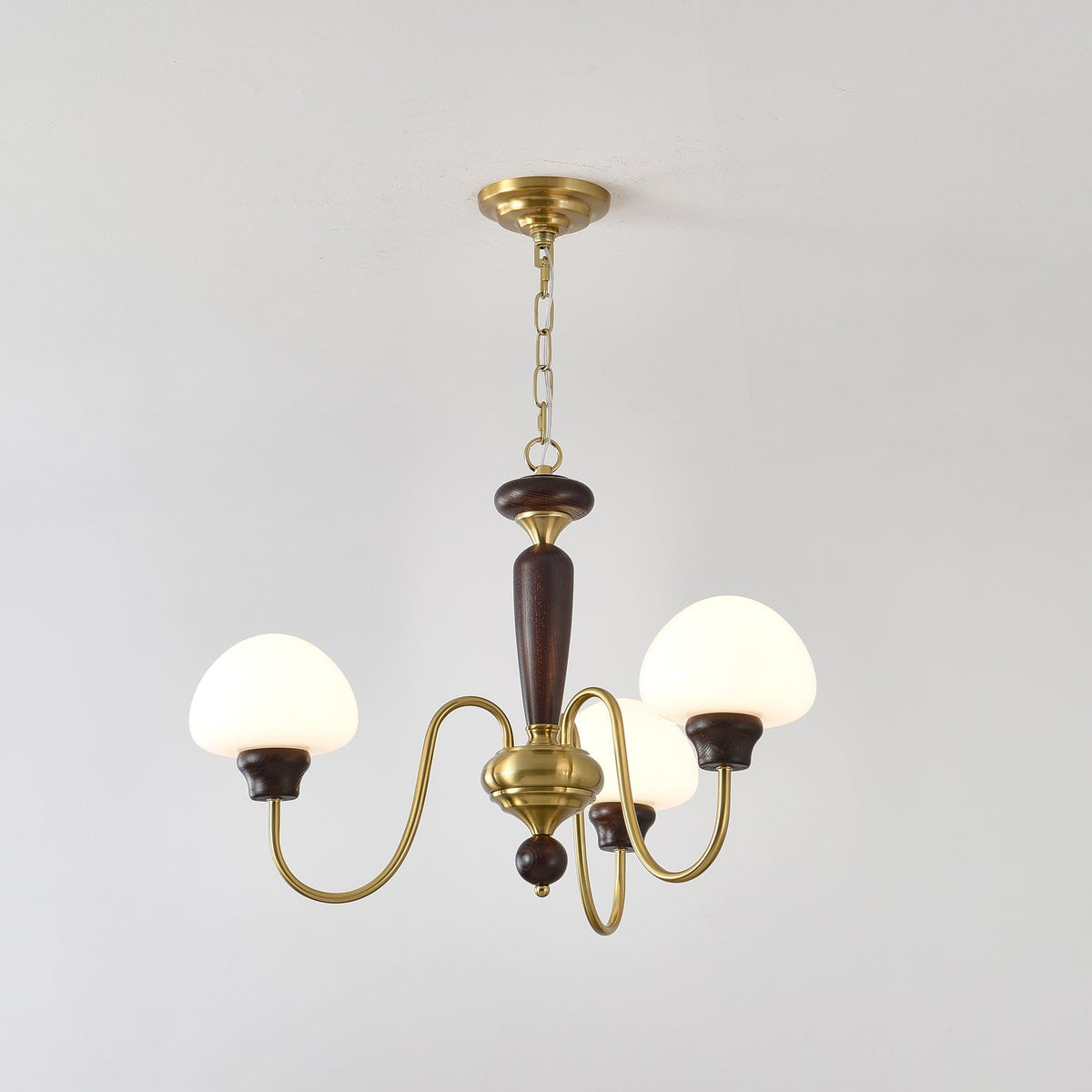 Lustre Corail en bois et laiton – vue 2
