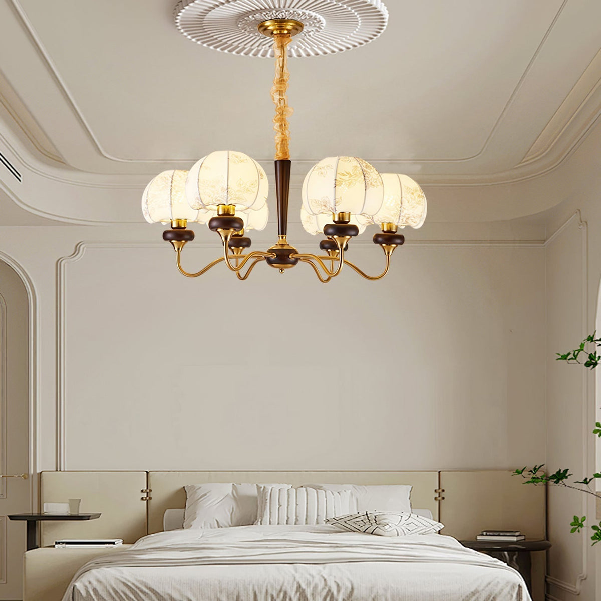 Lustre Tango en tissu et bois – vue 15