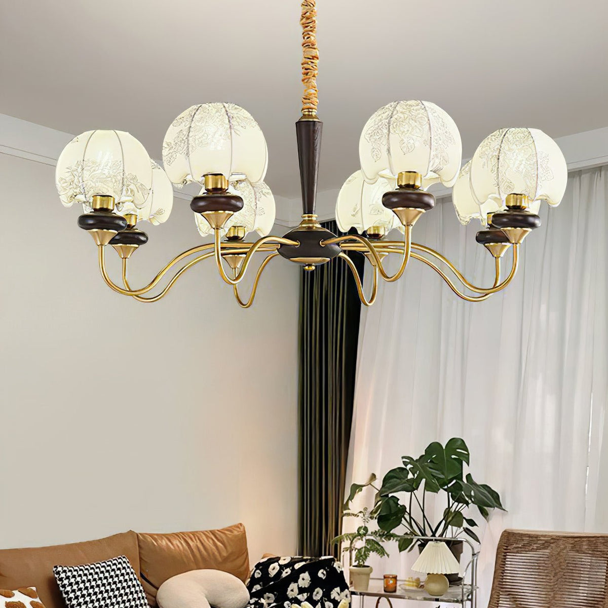 Lustre Tango en tissu et bois – vue 6