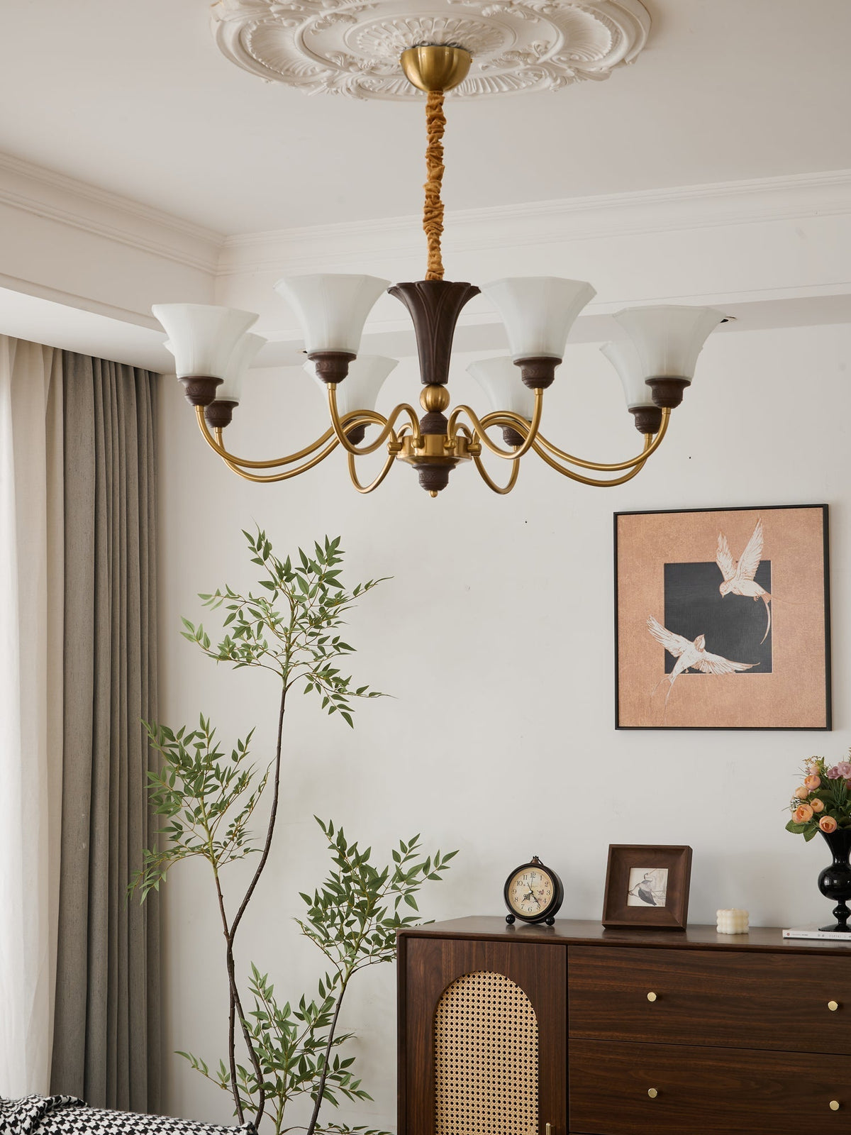 Lustre Odyssée en verre et bois – vue 2