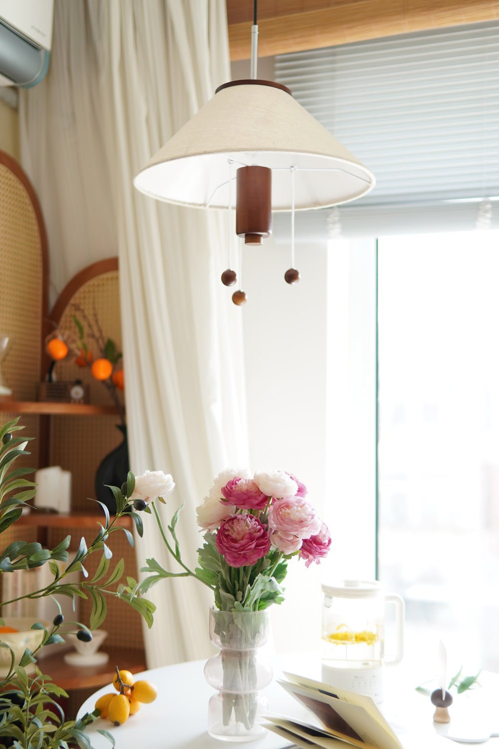 Suspension Céladon en bois et tissu – vue 8