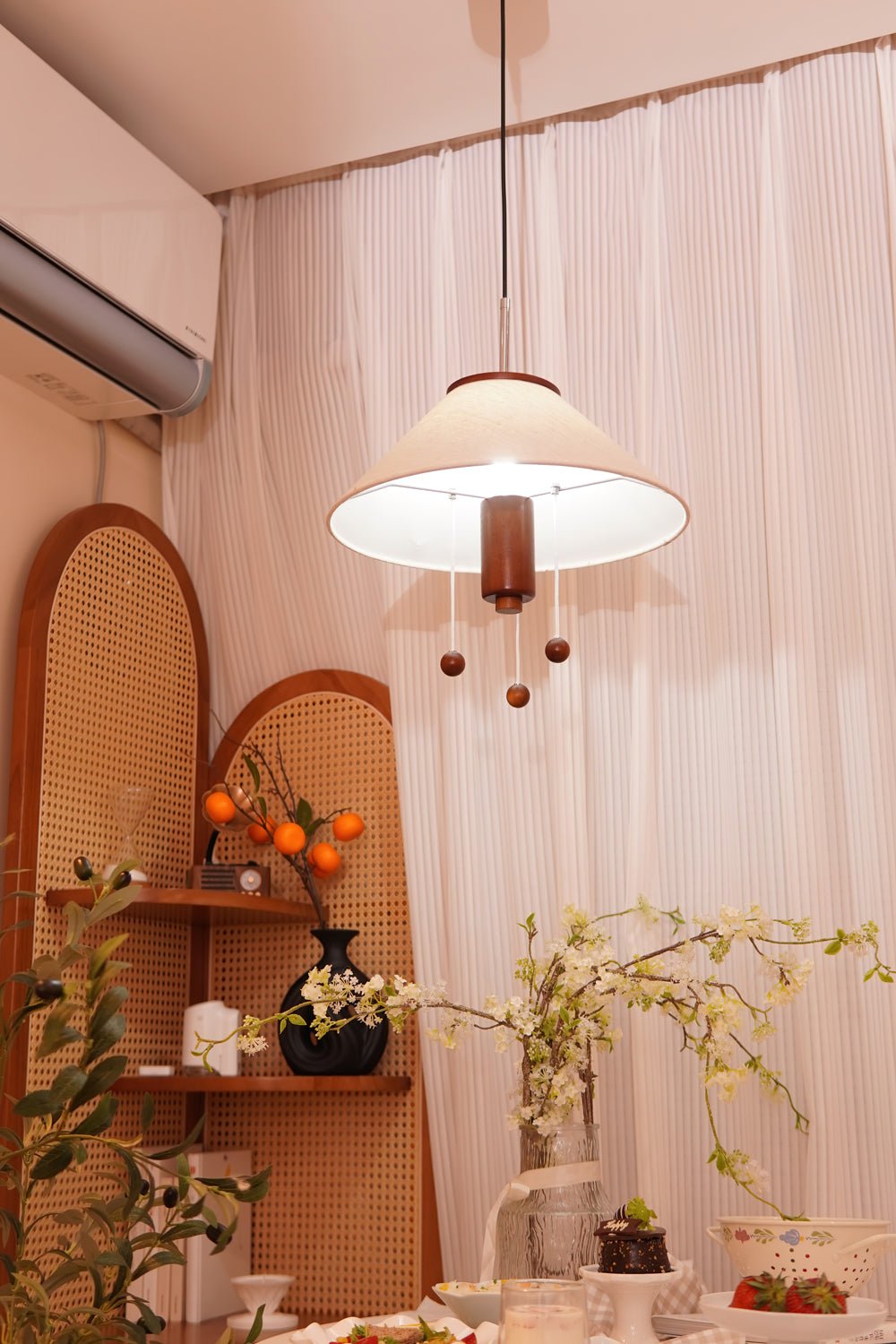 Suspension Céladon en bois et tissu – vue 7