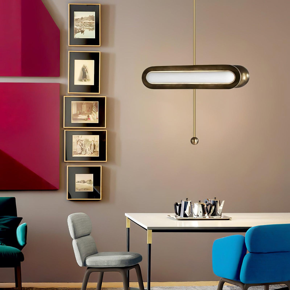Lustre Fougère en laiton et verre – vue 11
