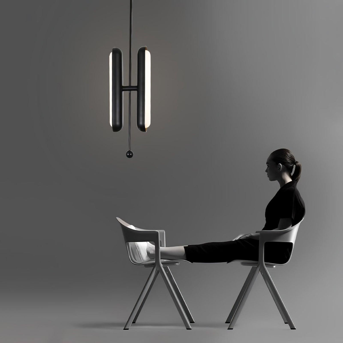 Lustre Fougère en laiton et verre – vue 19