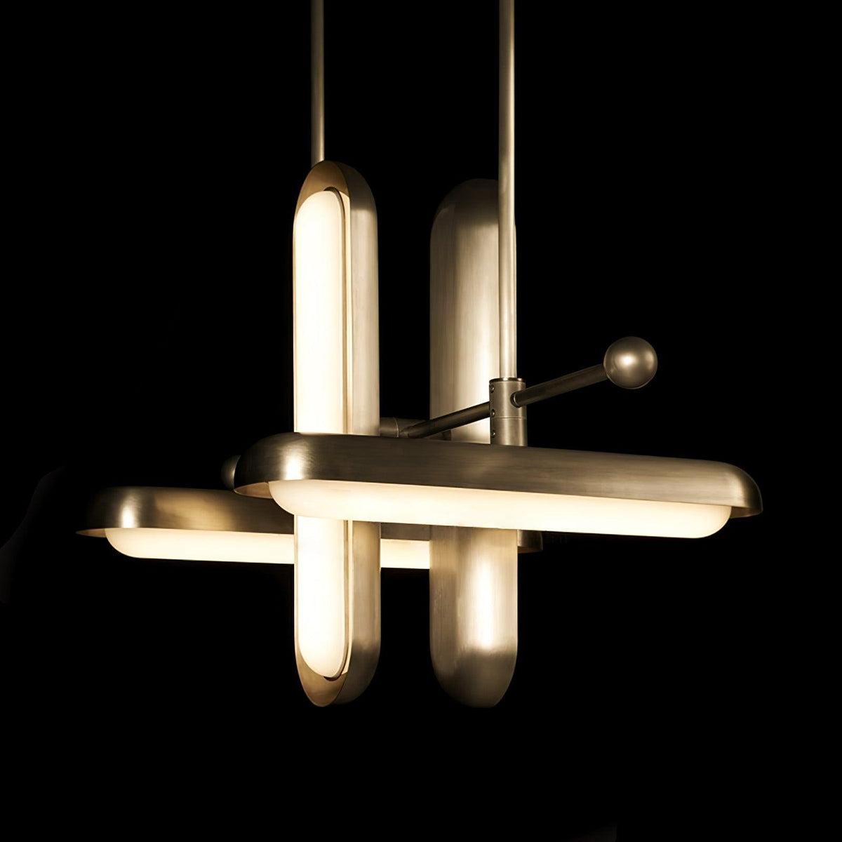 Lustre Fougère en laiton et verre – vue 50