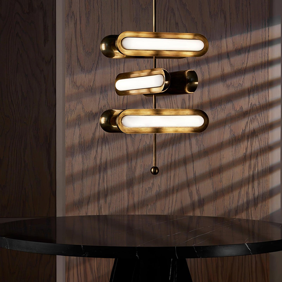 Lustre Fougère en laiton et verre – vue 4